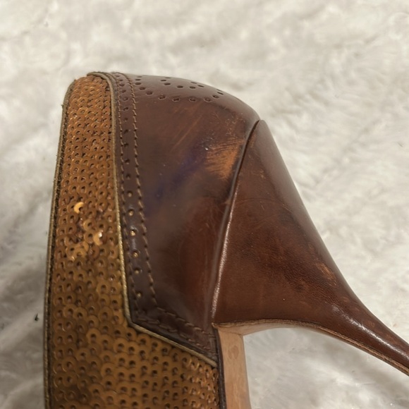 Prada sequin leather Brown and copper Women's Shoes size 36.5 stiletto pumps - Picture 6 of 11